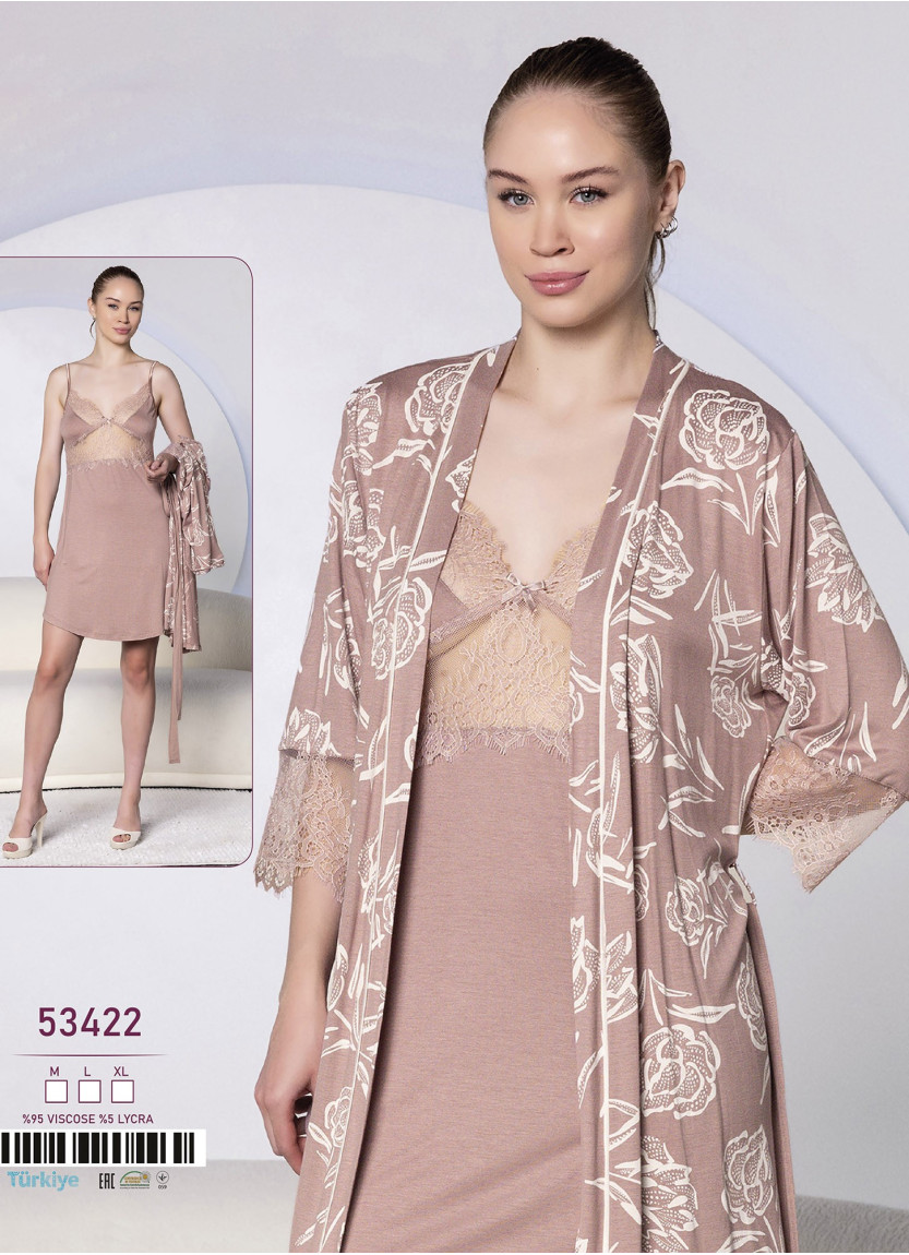 Caroline 53422 2-Piece Robe & Nightdress Set (M+L+XL) — Istanbul wholesale supplier