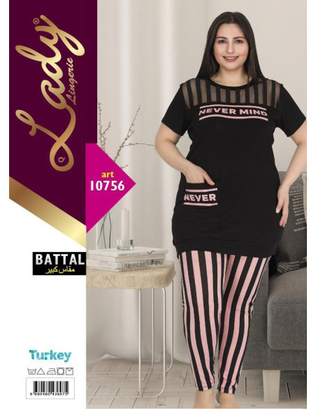 Lady BTL ksa 10756 Pants Homewear Set (2XL+3XL+4XL) — Turkish textile wholesale