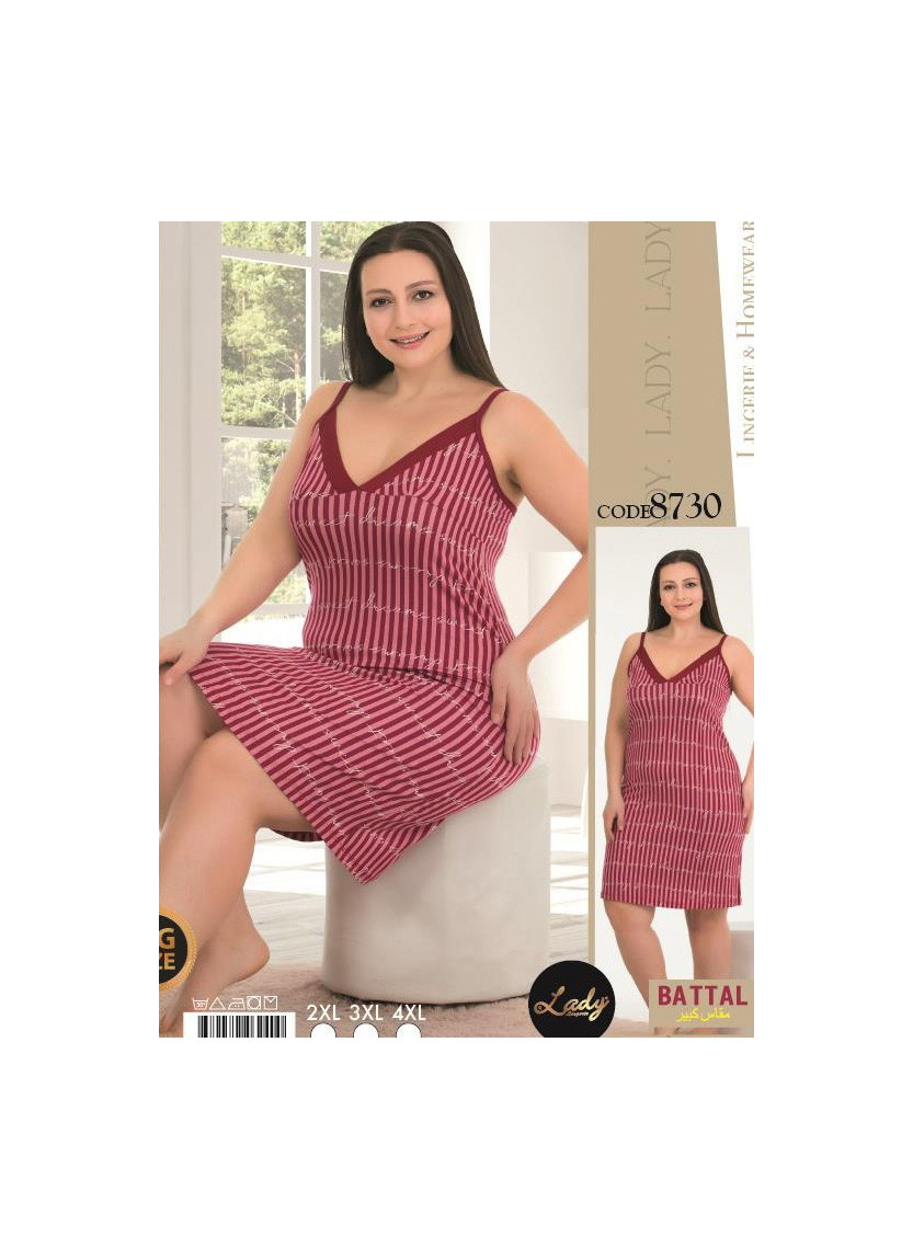 Ночная Сорочка-Туника Больших Размеров из Хлопка с Эластаном (2XL+3XL+4XL) Lady 8730 — фабричная коллекция оптом