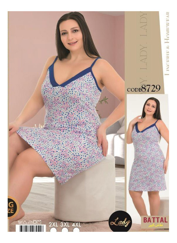 Lady 8729 Nightdress (2XL+3XL+4XL) — Turkey wholesale collection