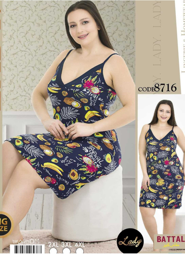 Lady 8716 Nightdress (2XL+3XL+4XL) — wholesale from Turkey