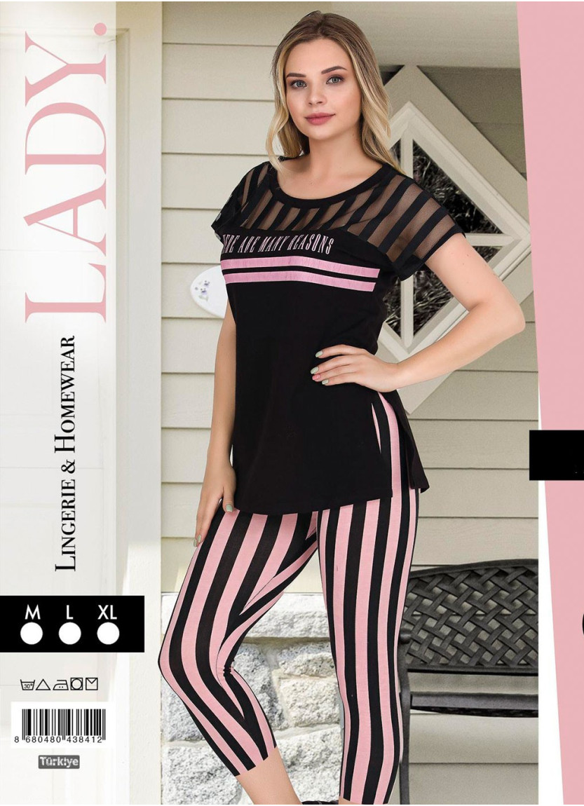 Женский Комплект с Капри из Хлопка с Эластаном (M+L+XL) Lady Lady 12045 — оптом от турецкой фабрики