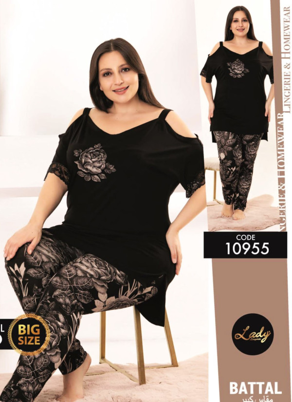 Lady BTL Ksa 10955 Pants Homewear Set (2XL+3XL+4XL) — Turkish factory wholesale