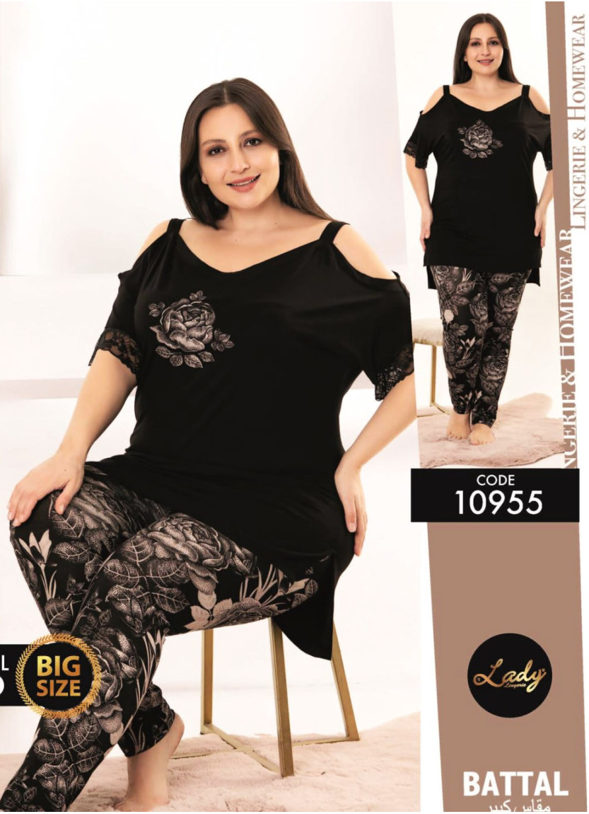 Lady BTL Ksa 10955 Pants Homewear Set (2XL+3XL+4XL) — Turkish factory wholesale