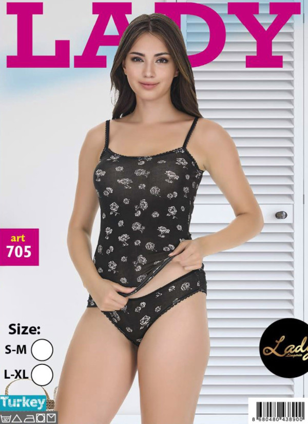 Маечка с Трусиками - Женский Комплект 2 ка (S/M+L/XL) Lady Lady 705 — купить оптом со Стамбула