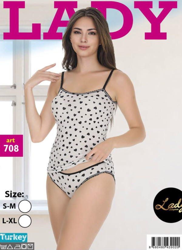 Маечка с Трусиками - Женский Комплект 2 ка (S/M+L/XL) Lady Lady 708 — оптом от турецкой фабрики