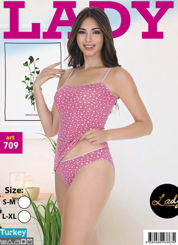 Маечка с Трусиками - Женский Комплект 2 ка (S/M+L/XL) Lady Lady 709 — купить оптом со Стамбула