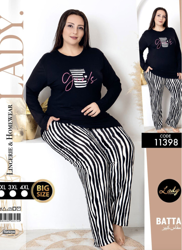 Lady 11398 Btl Uz Pants Homewear Set (2XL+3XL+4XL) — Turkish factory wholesale
