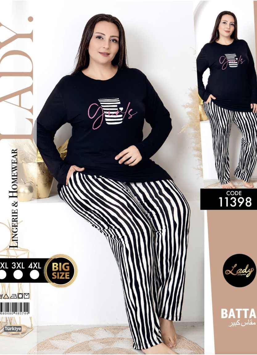 Lady 11398 Btl Uz Pants Homewear Set (2XL+3XL+4XL) — Turkish factory wholesale