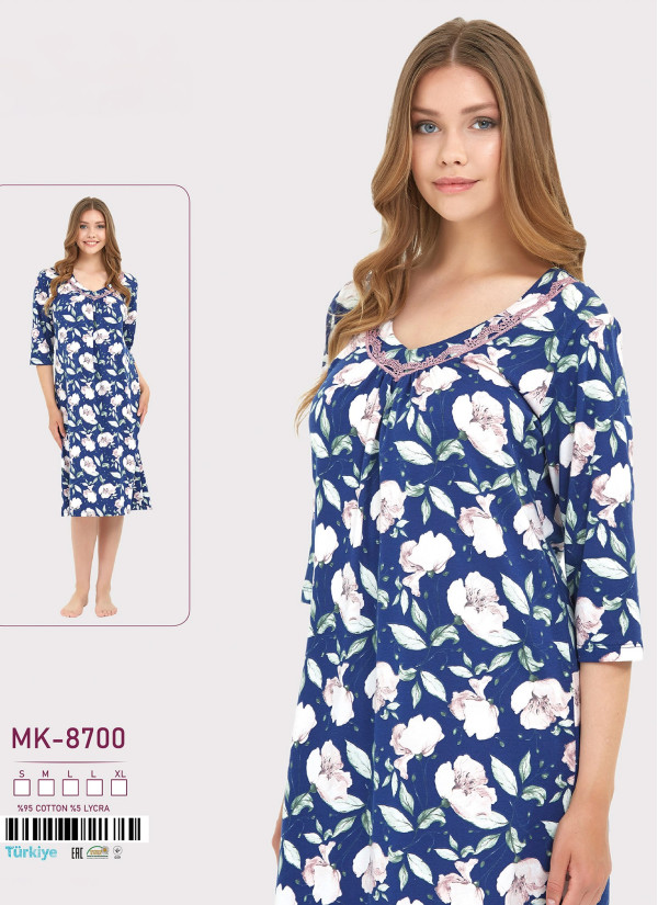 Caroline MK-8700 Nightdress (S+M+L+L+XL) — direct Turkish factory supply