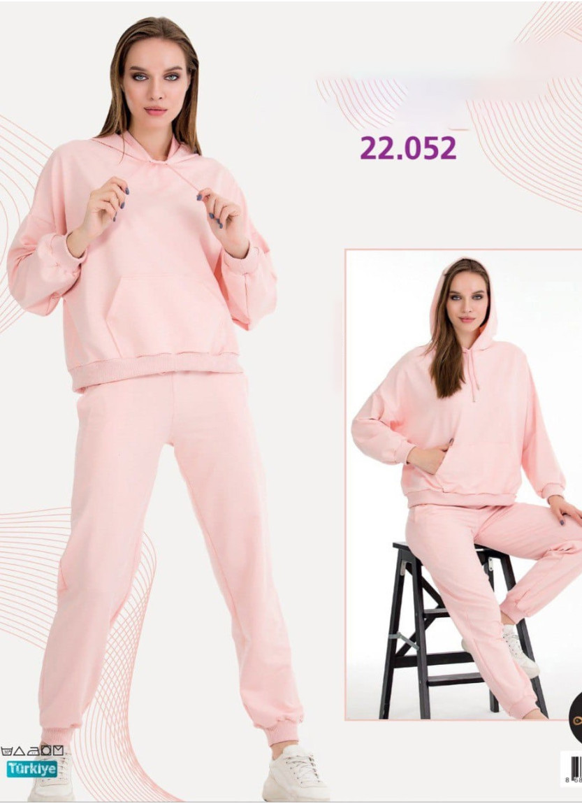 Спортивный Женский Костюм с Капюшоном (Двунитка) (M+L+XL+2XL+3XL) Lady Lady 22052 — купить оптом со Стамбула