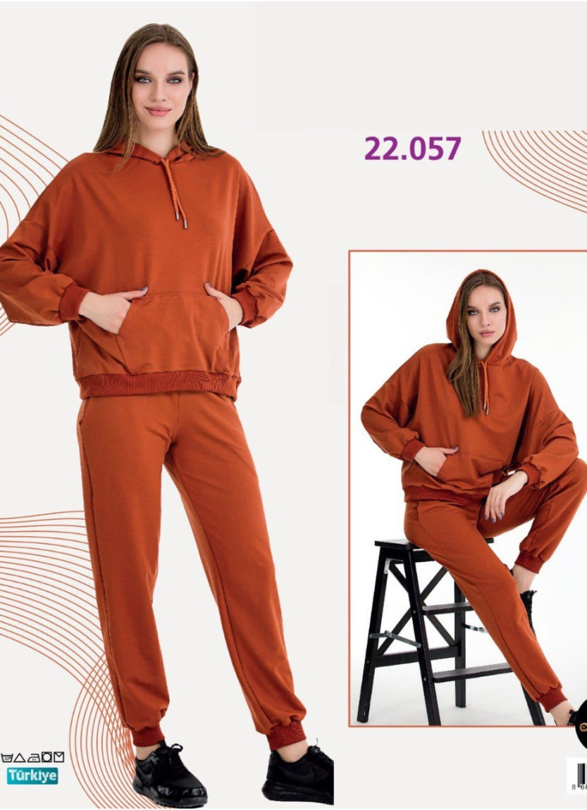 Спортивный Женский Костюм с Капюшоном (Двунитка) (M+L+XL+2XL+3XL) Lady Lady 22057 — оптовая поставка из Турции