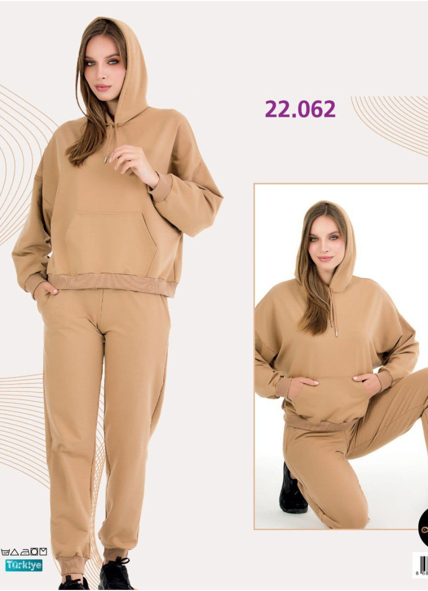 Спортивный Женский Костюм с Капюшоном (Двунитка) (M+L+XL+2XL+3XL) Lady Lady 22062 — оптом от турецкой фабрики