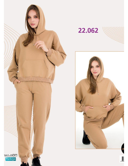 Спортивный Женский Костюм с Капюшоном (Двунитка) (M+L+XL+2XL+3XL) Lady Lady 22062 — оптом от турецкой фабрики