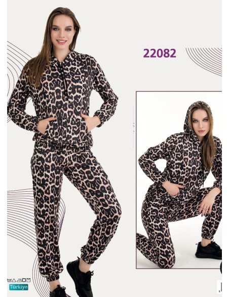 Спортивный Женский Костюм с Капюшоном (Двунитка) (M+L+XL+2XL+3XL) Lady Lady 22082 — фабричная коллекция оптом