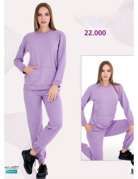 Спортивный Женский Костюм с Брюками (Двунитка) (M+L+XL+2XL+3XL) Lady Lady 22000 — купить оптом из Турции