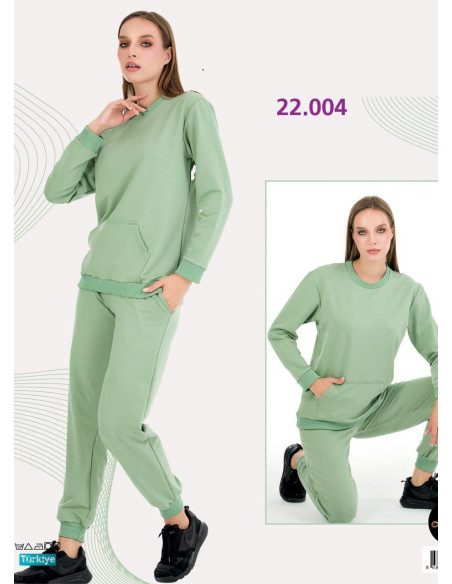 Спортивный Женский Костюм с Брюками (Двунитка) (M+L+XL+2XL+3XL) Lady Lady 22004 — турецкий текстиль оптом