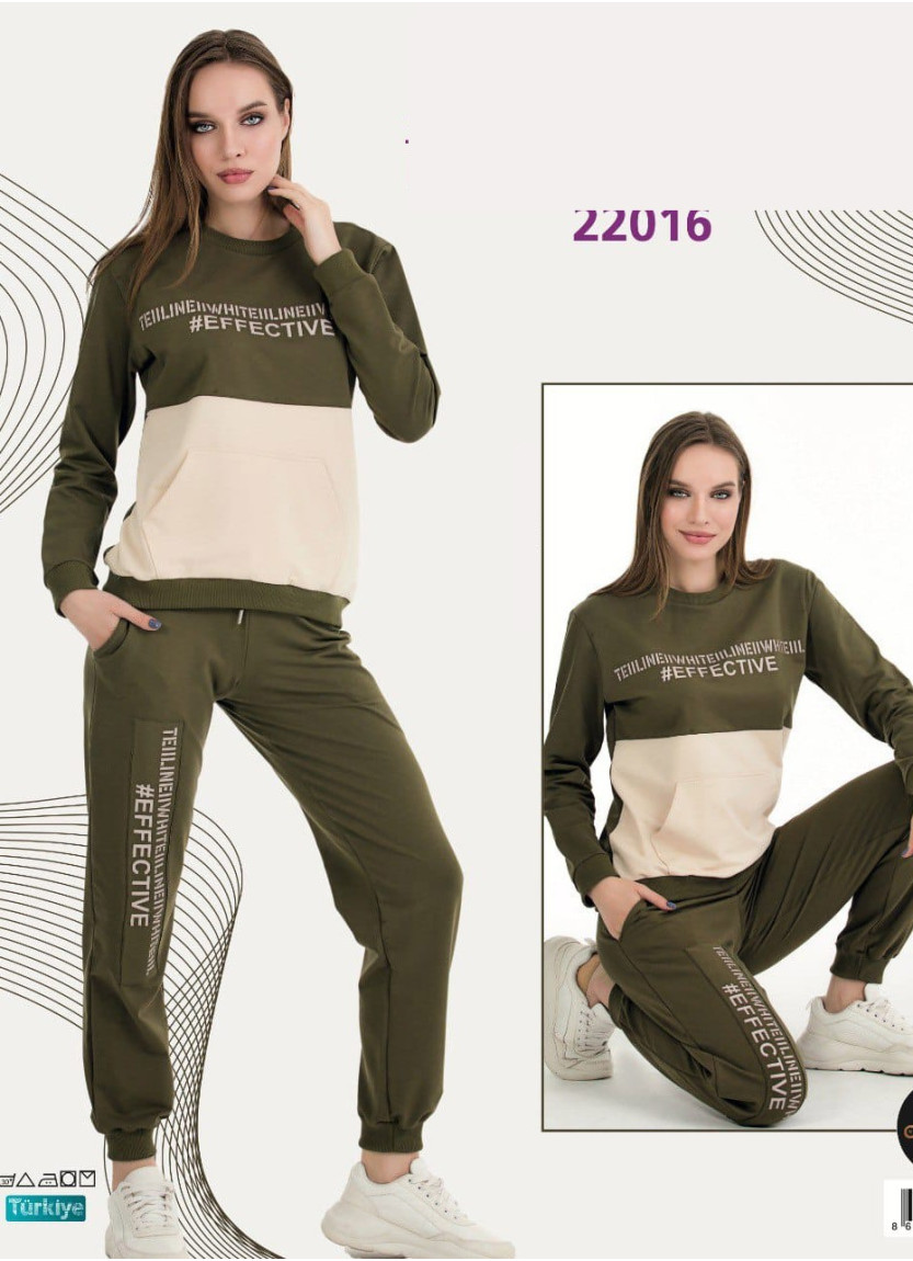 Спортивный Женский Костюм с Брюками (Двунитка) (M+L+XL+2XL+3XL) Lady Lady 22016 — купить оптом из Турции