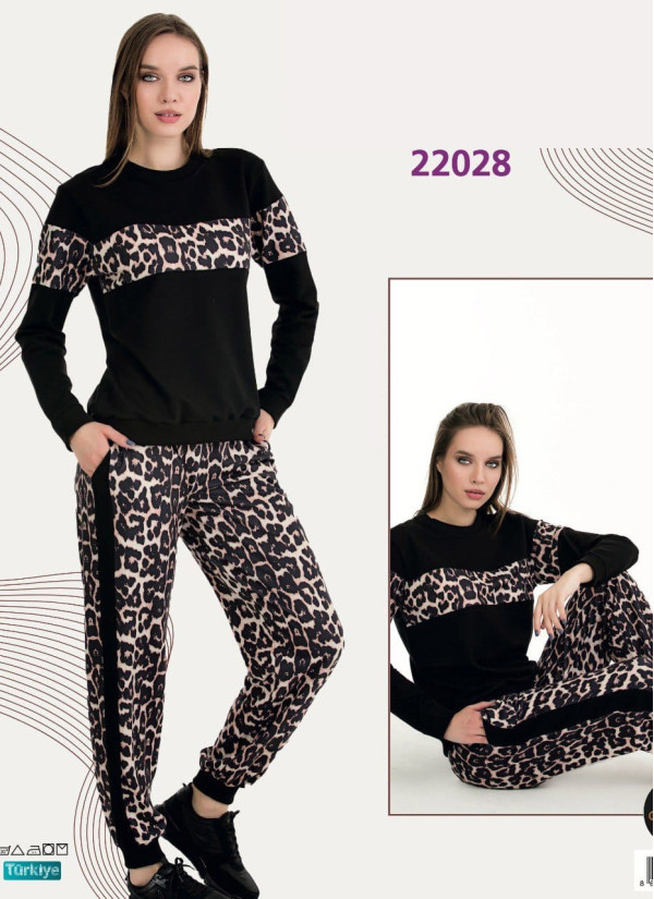 Спортивный Женский Костюм с Брюками (Двунитка) (M+L+XL+2XL+3XL) Lady Lady 22028 — турецкий текстиль оптом