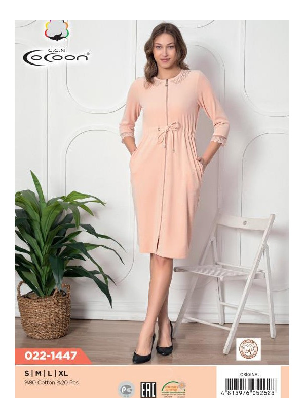 CCNO22-1447_ORI Velour Women's Robe (S+M+L+XL) — Istanbul wholesale supplier