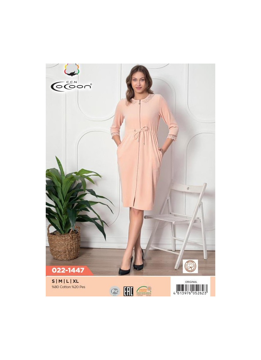 CCNO22-1447_ORI Velour Women's Robe (S+M+L+XL) — Istanbul wholesale supplier