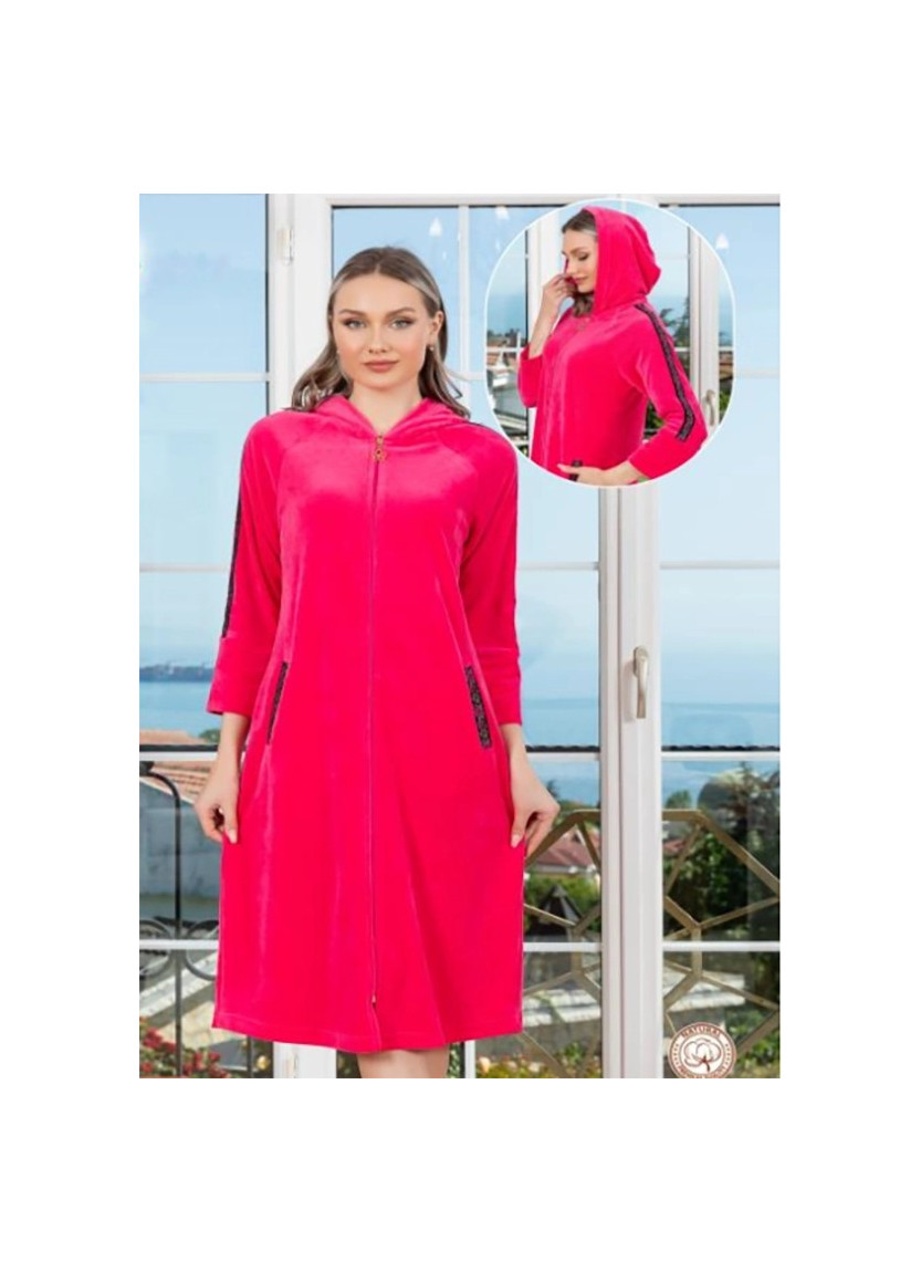 CCNV12-1477_PEM Velour Women's Robe (S+M+L+XL) — Turkish factory wholesale