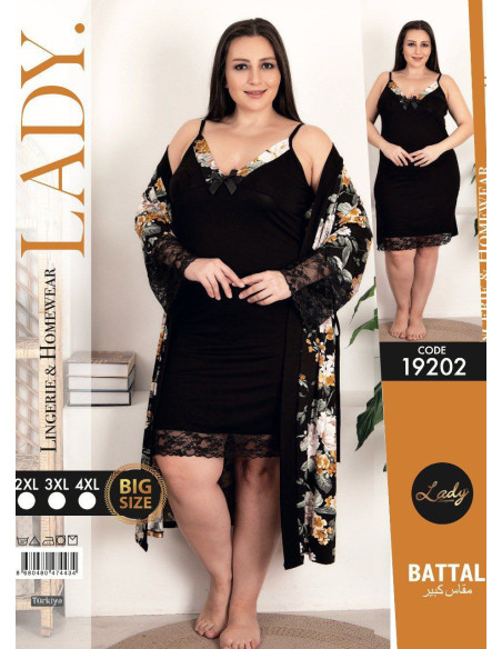 Халат + Сорочка Комплект 2-ка (2XL+3XL+4XL) Lady Lady BTL 19202 — прямые поставки из Турции