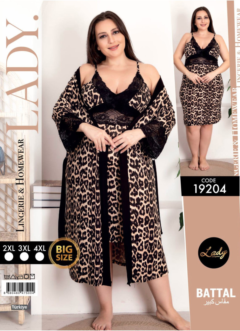 Lady BTL 19204 2-Piece Robe & Nightdress Set (2XL+3XL+4XL) — Turkey wholesale collection