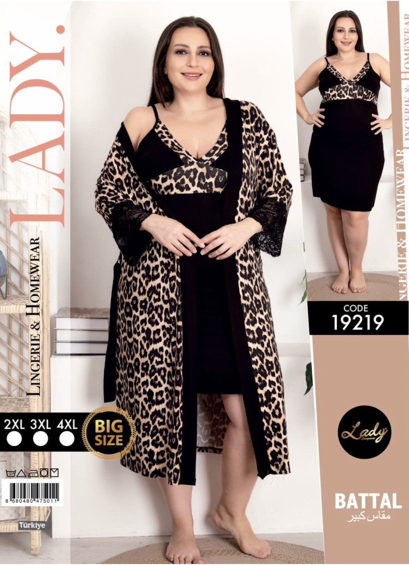 Халат + Сорочка Комплект 2-ка (2XL+3XL+4XL) Lady Lady BTL 19219 — оптом от турецкой фабрики