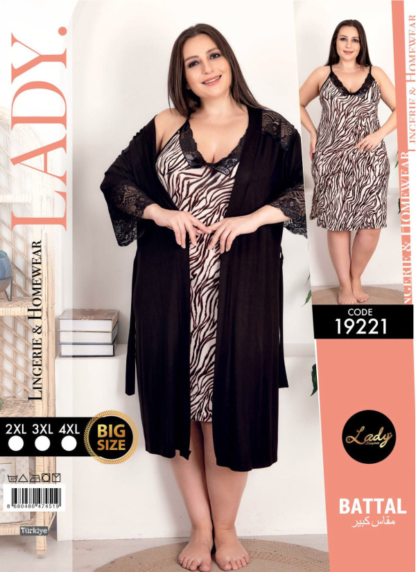 Lady BTL 19221 2-Piece Robe & Nightdress Set (2XL+3XL+4XL) — wholesale for boutiques