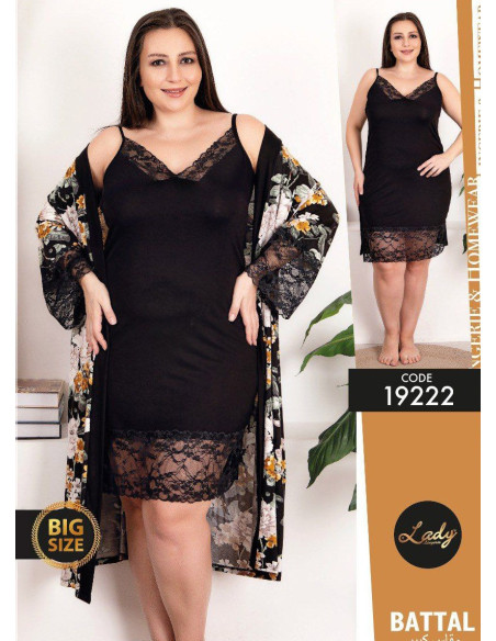 Lady BTL 19222 2-Piece Robe & Nightdress Set (2XL+3XL+4XL) — Turkish textile wholesale