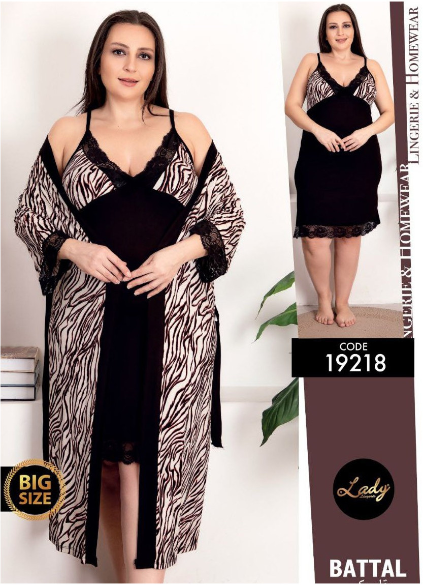 Lady BTL 19218 2-Piece Robe & Nightdress Set (2XL+3XL+4XL) — factory-direct from Turkey