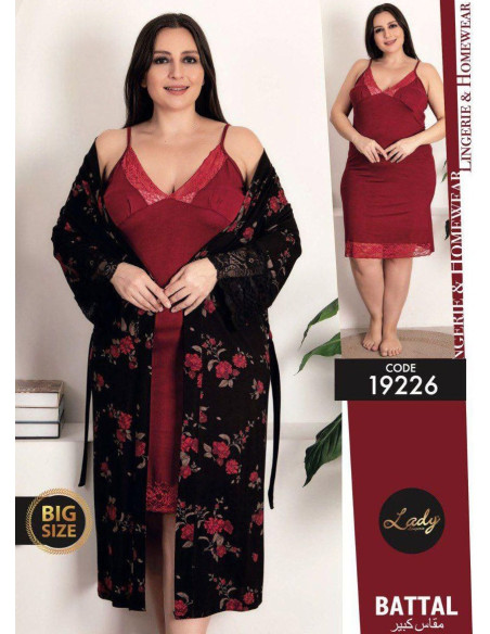 Халат + Сорочка Комплект 2-ка (2XL+3XL+4XL) Lady Lady BTL 19226 — купить оптом из Турции