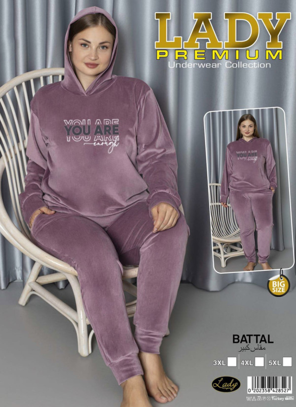 Lady 28527 Velour Pants Homewear Set (3XL+4XL+5XL) — Istanbul wholesale supplier
