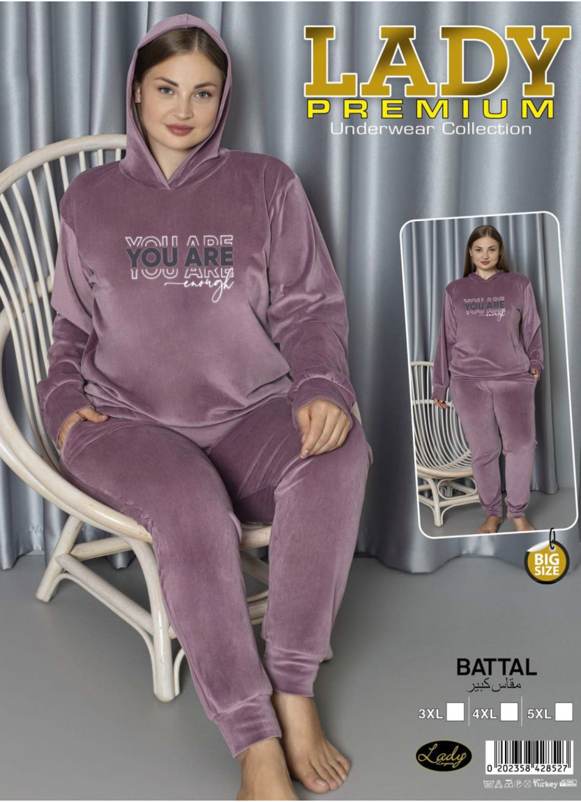 Lady 28527 Velour Pants Homewear Set (3XL+4XL+5XL) — Istanbul wholesale supplier