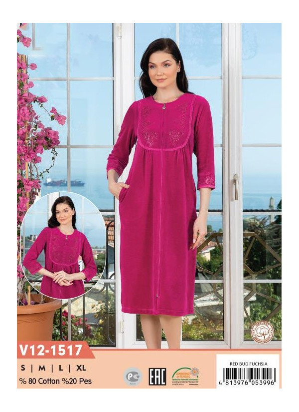 CCNV12-1517_RBF Velour Women's Robe (S+M+L+XL) — Turkey wholesale collection