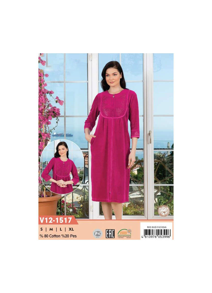 CCNV12-1517_RBF Velour Women's Robe (S+M+L+XL) — Turkey wholesale collection