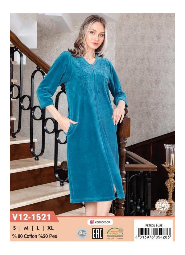 CCNV12-1521_002 Velour Women's Robe (S+M+L+XL) — wholesale for boutiques