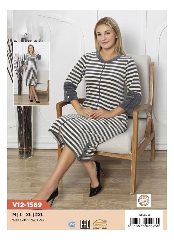 CCNV12-1569_ORI Velour Women's Robe (M+L+XL+2XL) — wholesale for boutiques