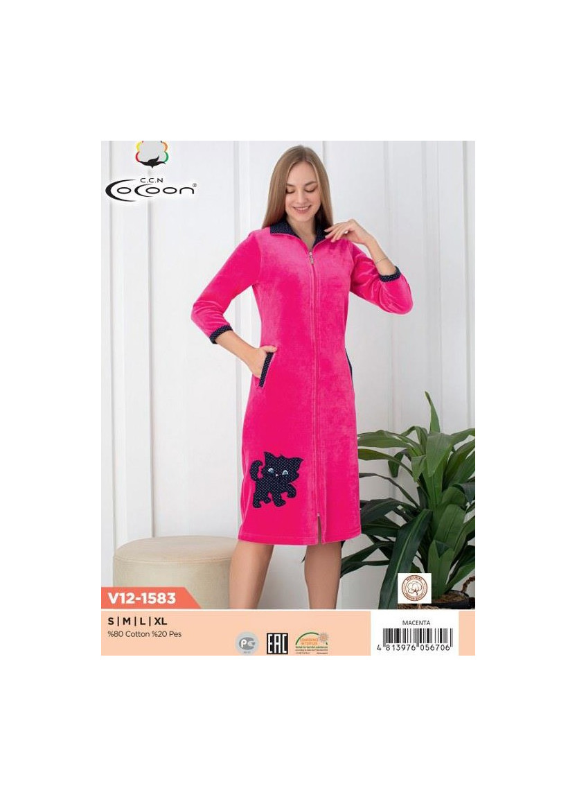 CCNV12-1583_007 Velour Women's Robe (S+M+L+XL) — Istanbul wholesale supplier