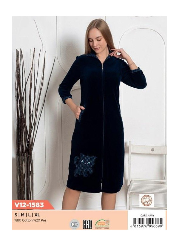 CCNV12-1583_007 Velour Women's Robe (S+M+L+XL) — wholesale for boutiques