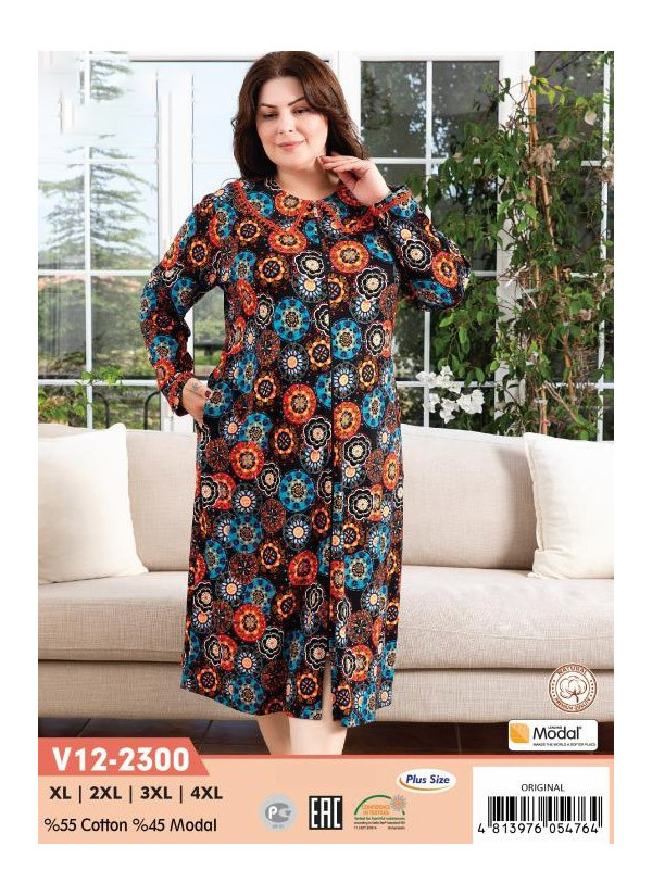 CCNV12-2300_ORI Modal Women's Robe (XL+2XL+3XL+4XL) — wholesale for boutiques