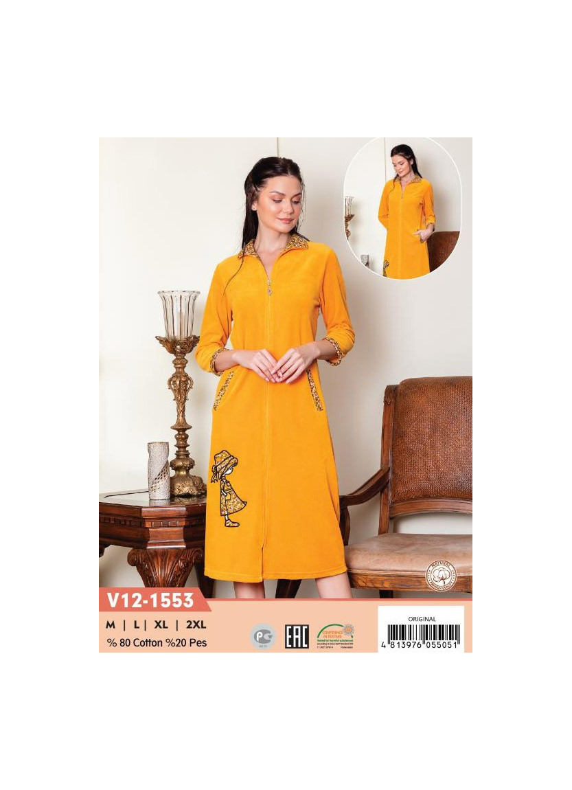 CCNV12-1553_ORI Velour Women's Robe (M+L+XL+2XL) — Istanbul wholesale supplier