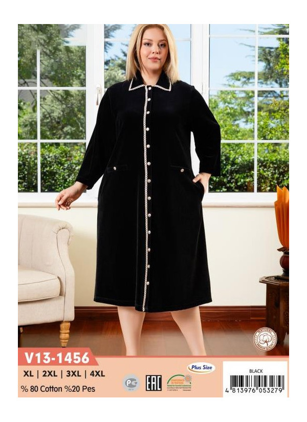CCNV13-1456_LAP Velour Women's Robe (XL+2XL+3XL+4XL) — Istanbul wholesale supplier