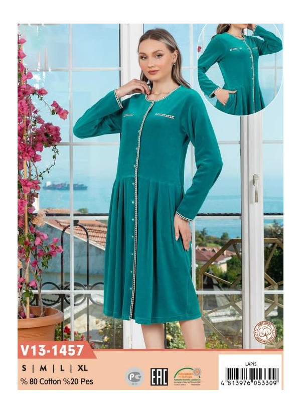 CCNV13-1457_LAP Velour Women's Robe (S+M+L+XL) — Turkey wholesale collection