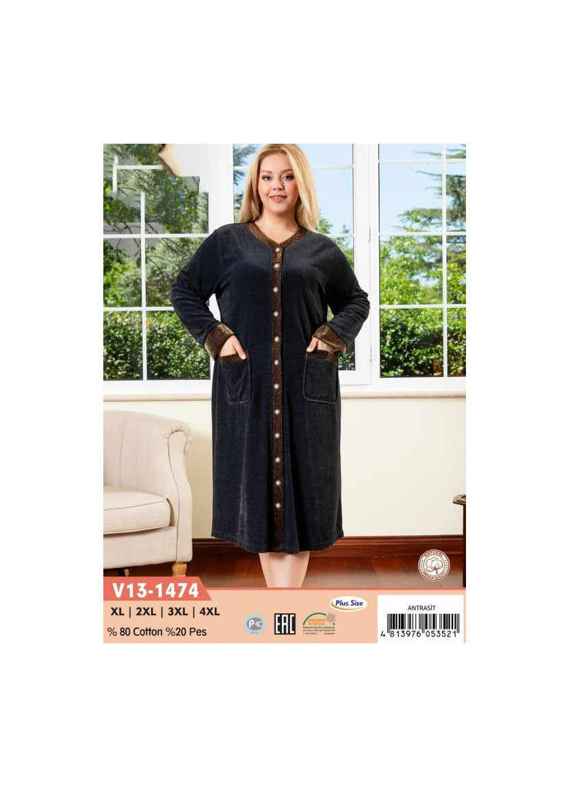 CCNV13-1474_RBF Velour Women's Robe (XL+2XL+3XL+4XL) — Turkish factory wholesale