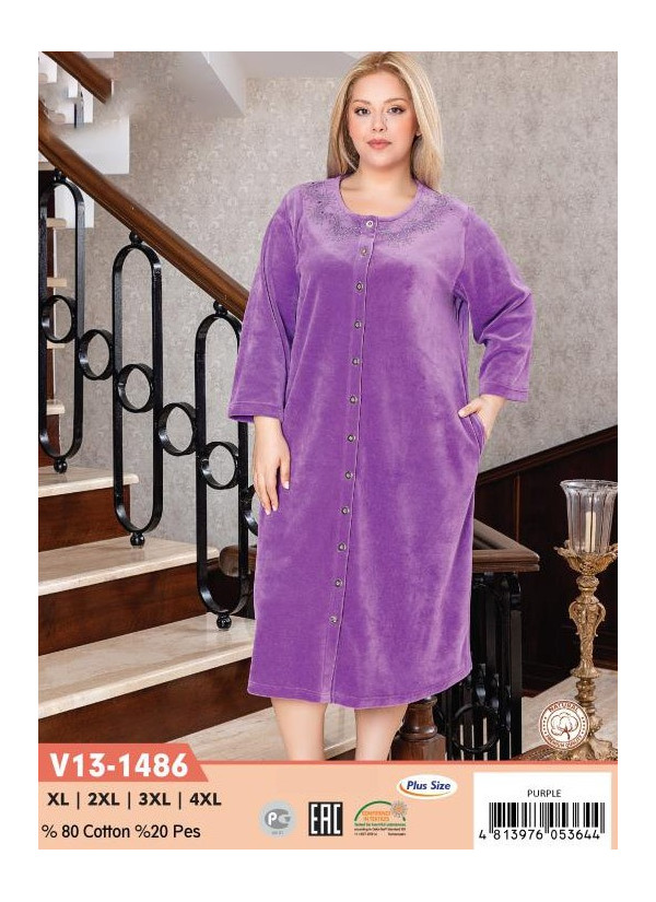 CCNV13-1486_MOR Velour Women's Robe (XL+2XL+3XL+4XL) — Istanbul wholesale supplier