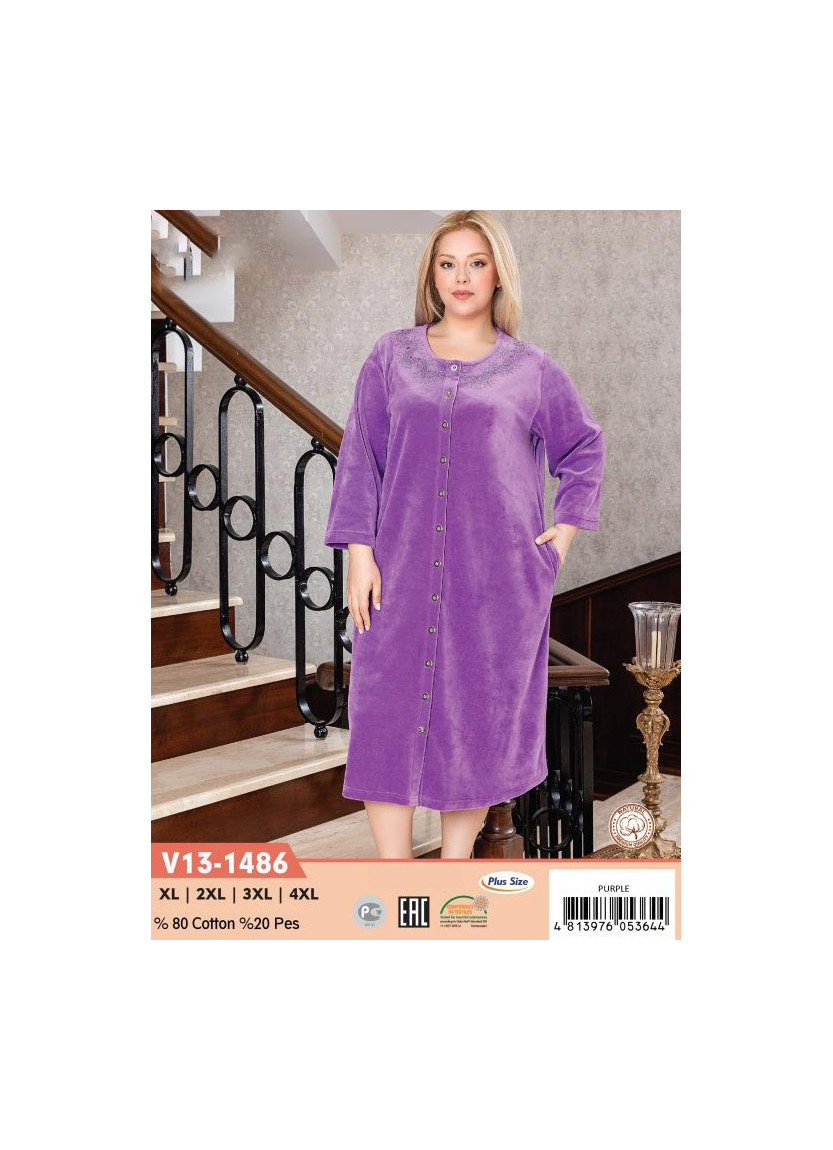 CCNV13-1486_MOR Velour Women's Robe (XL+2XL+3XL+4XL) — Istanbul wholesale supplier
