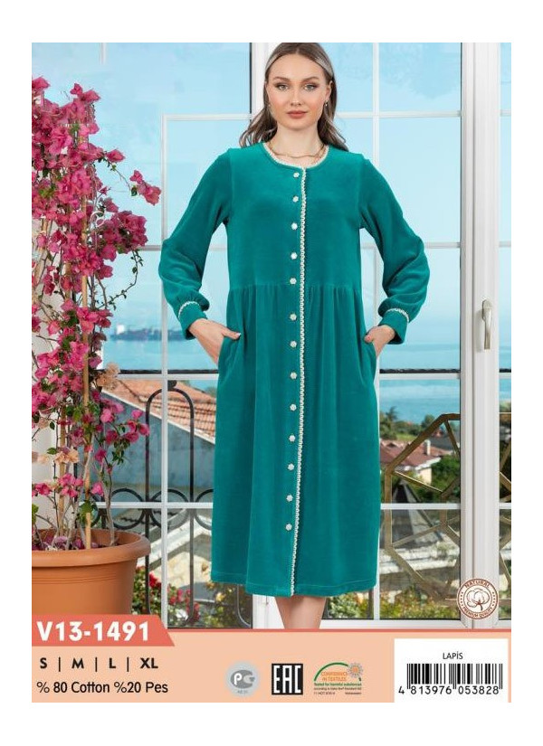 CCNV13-1491_LAP Velour Women's Robe (S+M+L+XL) — Istanbul wholesale supplier