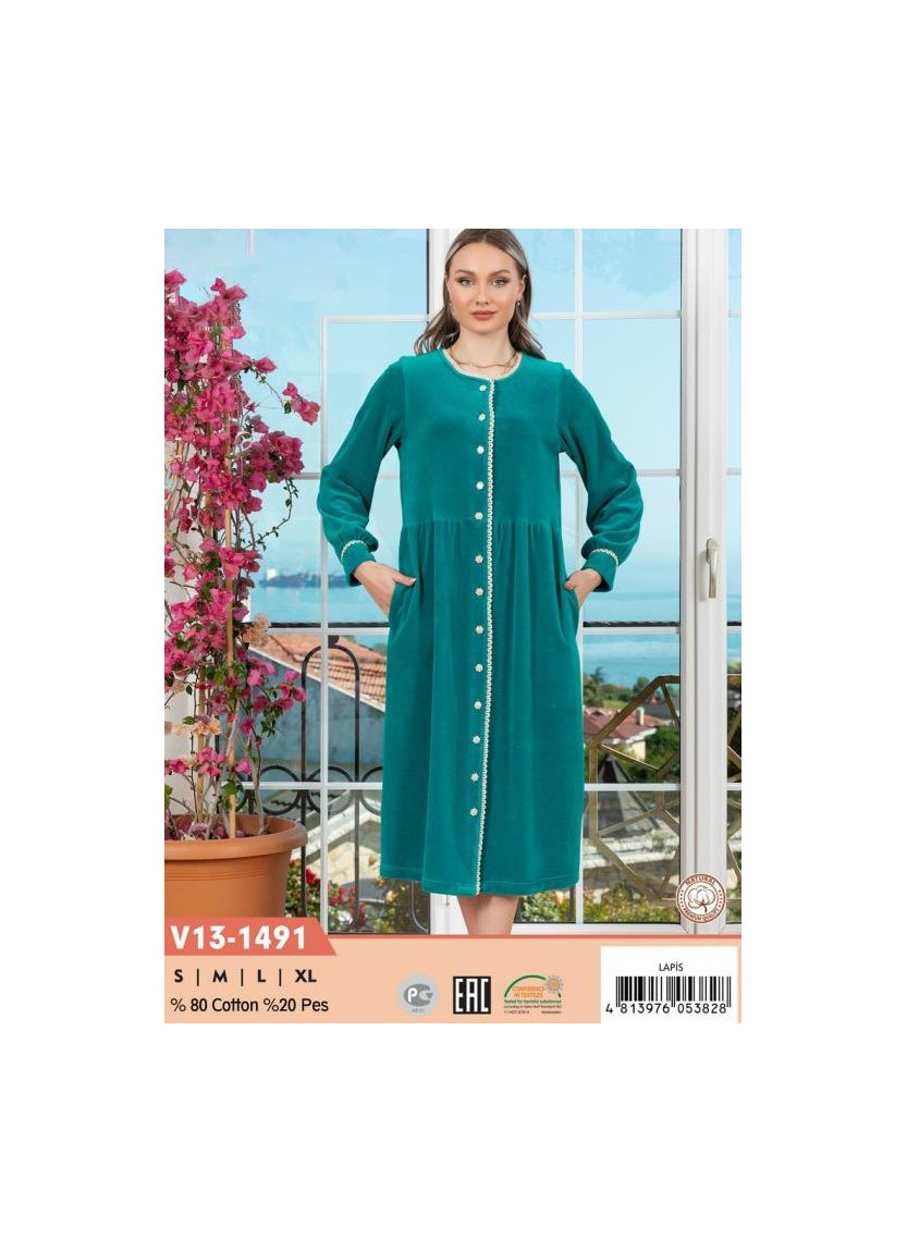 CCNV13-1491_LAP Velour Women's Robe (S+M+L+XL) — Istanbul wholesale supplier